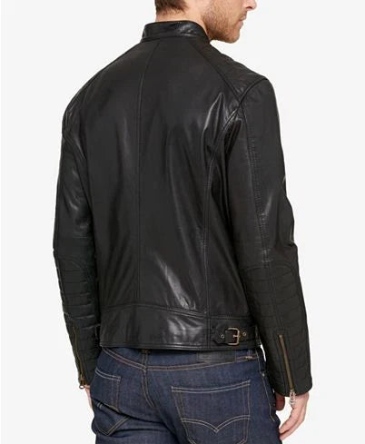 Women's Black Leather Zip Jacket with Stand Collar — Photo 2