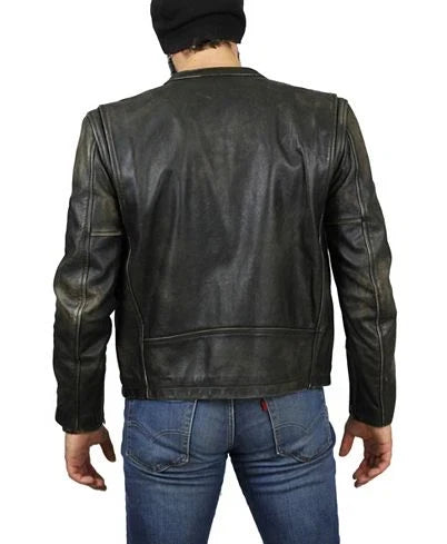 Women's Black Leather Cafe Racer Jacket — Photo 2